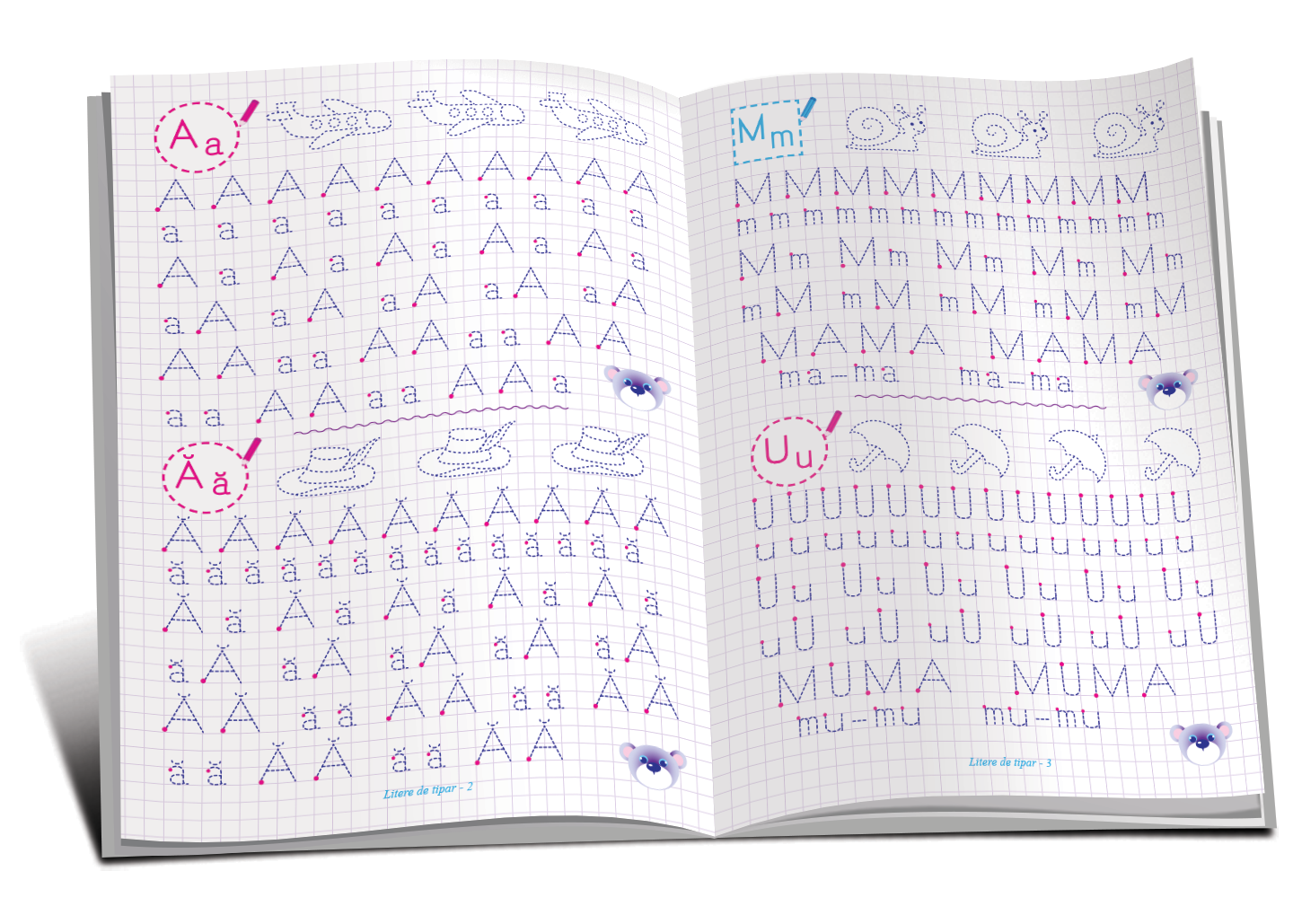 Învăț să scriu litere de tipar niv.2